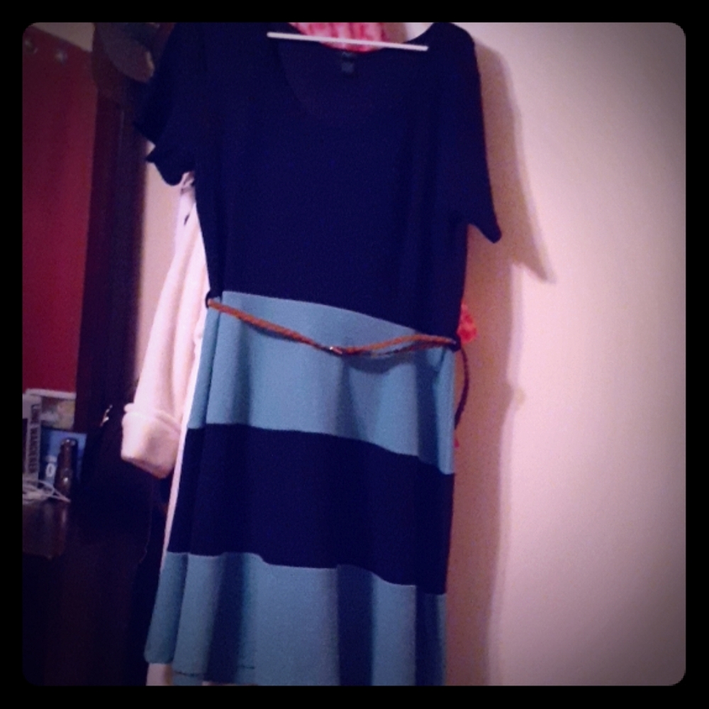 Rue 21 Plus Belted  Textured Skater Dress 1X NWT